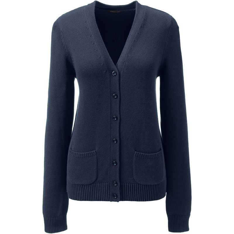 Lands' End School Uniform Women's Cotton Modal Button Front Cardigan Sweater, 1 of 4