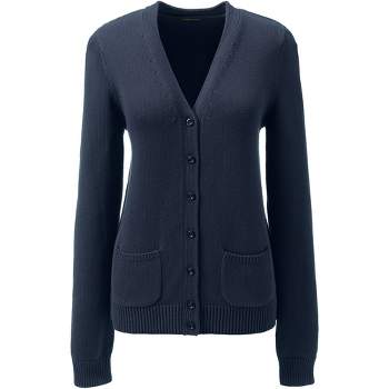 Lands' End School Uniform Women's Cotton Modal Cardigan Sweater - X Large -  Pewter Heather