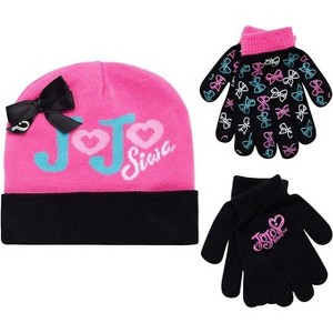 Jojo Siwa Girls Reversible Winter Hat and 2 Pack Glove Set (Ages 4-7) - 1 of 4