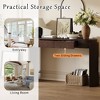 Sapphtopaz Console Table with 2 Storage Drawers, Wood Grain Fluted Design TV Stand with Oval Top, Entryway Table for Living Room, Entryway - 2 of 4