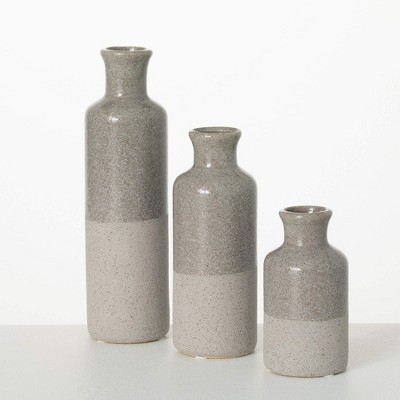 Sullivans Set of 3 Small Ceramic Bottle Vases 5"H  7.5"H & 10"H