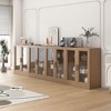 36"x124"x16" Wood Accent Cabinet, Storage Organizer with Adjustable Shelves and Glass Doors for Kitchen Bedroom Entryway Living/Dinning Room - 2 of 4