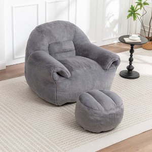Okak Modern Comfy Faux Fur Floor Bean Bag Sofa Chair with Back Support,Stuffed Futon Couch for Living Room,Bedroom - 1 of 4