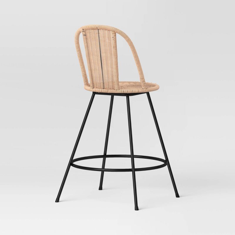 Olivine Rounded Back Woven Counter Height Barstool with Metal Legs Natural - Threshold&#8482;, 5 of 10