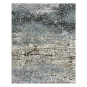 MontVoo Modern Abstract Washable Area Rug Teal - 1 of 4
