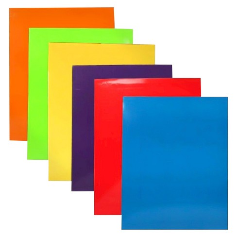 Jam 6pk Pop 2 Pocket School Presentation Plastic Folders With Prong  Fasteners Primary Colors : Target