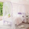 Twin Canopy Bed Frame with Upholstered Headboard, Metal Canopy Bed Frame with Under-Bed Storage & Strong Slats Support, No Box Spring Needed - 2 of 4