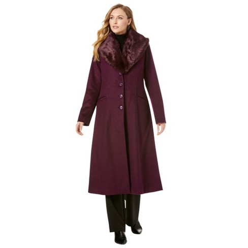 Roaman's Women's Plus Size Long Wool-Blend Coat Winter Classic