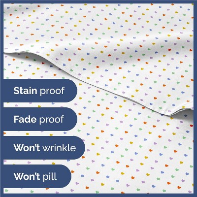 Kids Full Blue Microfiber Heart Print Sheet Set