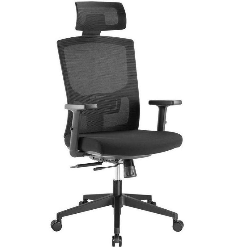 Monoprice WFH Ergonomic Office Chair withFoam Seat, Adjustable Headrest, Lumbar Support, Armrests, Backrest - Workstream Collection, 1 of 7