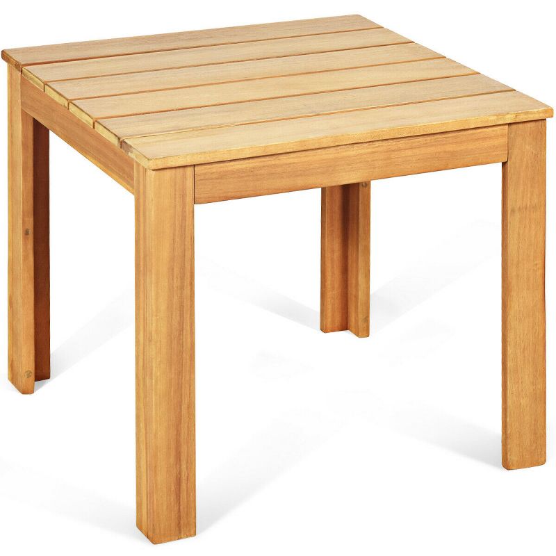 Costway Wooden Square Side End Table Patio Coffee Bistro Table Indoor Outdoor Natural, 5 of 11