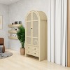 70.28" Modern Arched Wood Storage Cabinet,Pantry Cabinet with Adjustable Shelves and 2 Drawers,Rattan Door Kitchen Pantry Cabinet-Baofuwish - 3 of 4