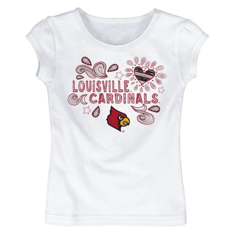 NCAA Louisville Cardinals Toddler Girls&#39; White T-Shirt, 1 of 2
