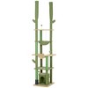 PawHut Floor to Ceiling Cat Tree, 89"-100" Adjustable Height Cat Climbing Tower for Indoor Cats w/ Grooming Brush Post, Cat Condo, Hammock, Green - 4 of 4