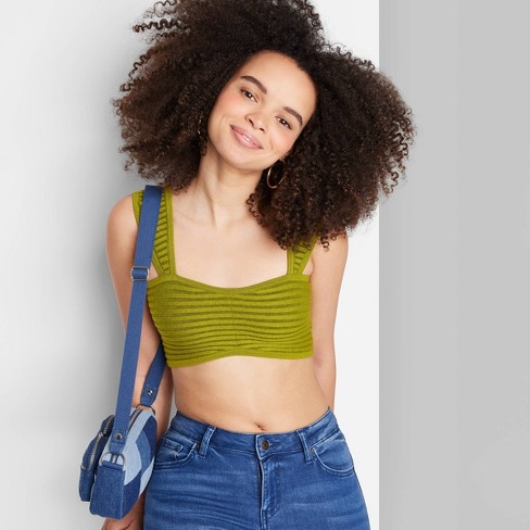 Women's Sweater Tiny Bra Top - Wild Fable™ Green Apple S : Target