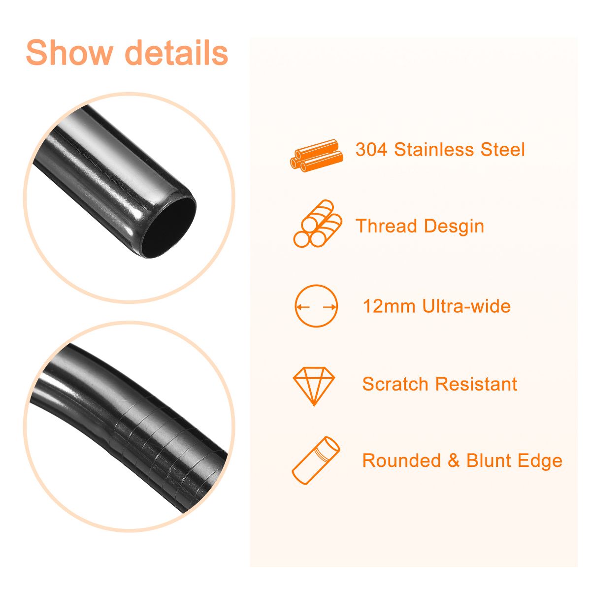 Unique Bargains Stainless Steel Reusable Durable Scratch Resistant Drinking Straw 9.5" Length 4 Pcs - thumbnail 3
