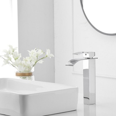 Polished Chrome Waterfall Single Handle Bathroom Vessel Faucet