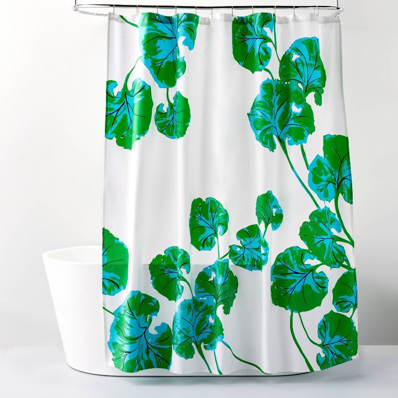 Geranium Leaf Green Shower Curtain Blue - DVF for Target, 1 of 4