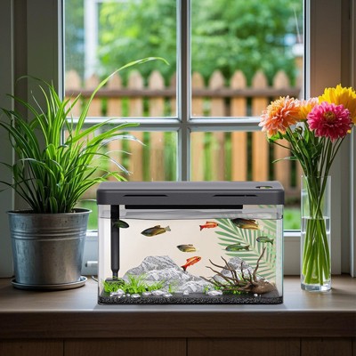 Aquarium Fish Tank Starter Kit,Fish Tank with Filter and Light, Rectangular Aquarium with Filter And Oxygen Supply