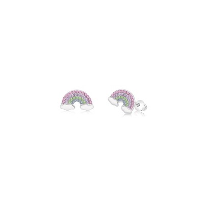 Chanteur Hypoallergenic Kids Jewelry Accessories Rainbow Clouds CZ White Gold Palladium Plating Stud Earrings Surgical Titanium Posts