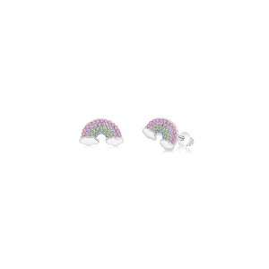 Chanteur Hypoallergenic Kids Jewelry Accessories Rainbow Clouds CZ White Gold Palladium Plating Stud Earrings Surgical Titanium Posts - 1 of 1