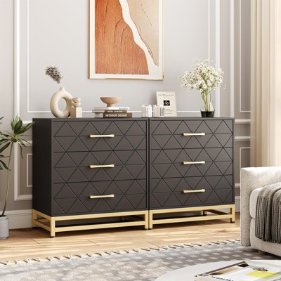 3 Drawer Dresser Wooden Bedside Storage Bedroom Triple Dresser Bedside Dresser for Storage Modern Dresser