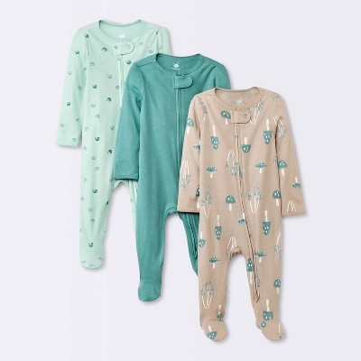 Image of Baby Boys' 3pk Hedgehog Sleep N' Play - Cloud Island™ Green 3-6M