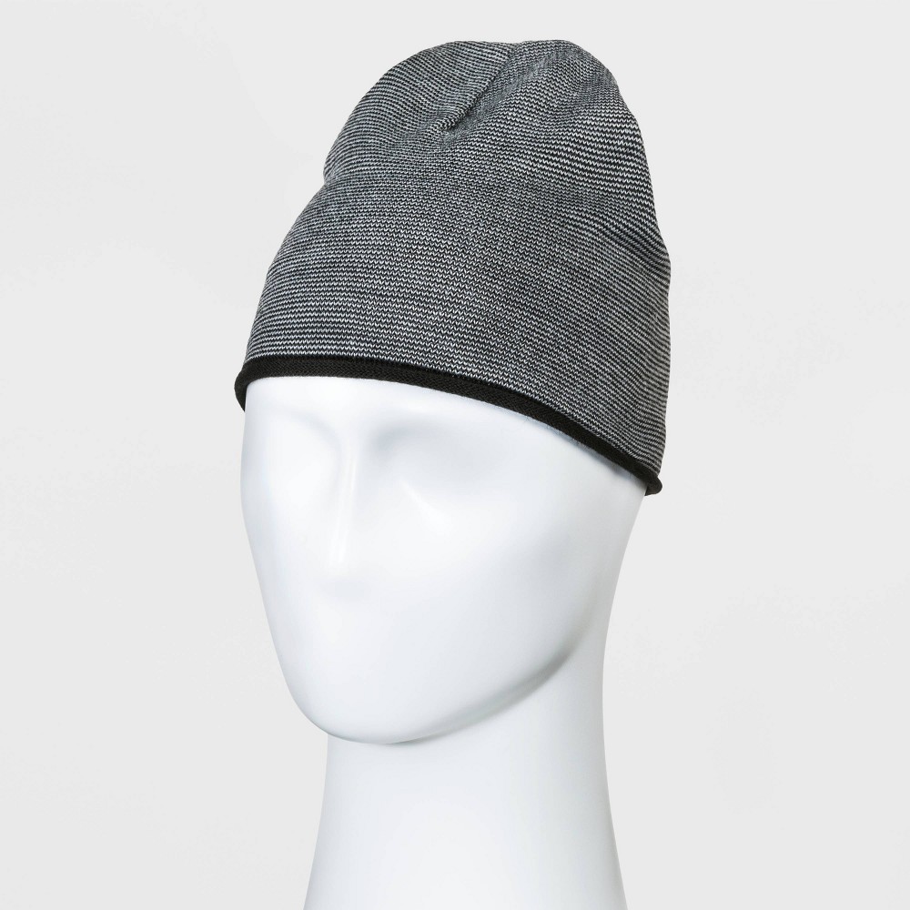 Men's Striped Light Weight Beanie - Goodfellow & Co Gray/Black,  One Size