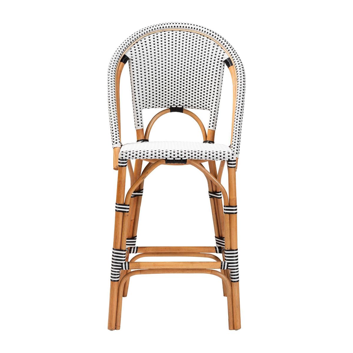 bali & pari Genica Two Tone Weaving and Natural Rattan Bar Stool Black/White - thumbnail 9