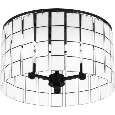 Seigler Matte Black 14" Glass Drum Semi-Flush Mount Light