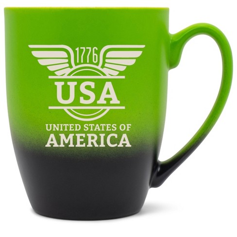 100 North United States of America 10 Ounce Green and Black Two Toned Ombre, Comfortably Fits Your Hands, Ceramic Tea Coffee Cup Mug, USA United - image 1 of 1