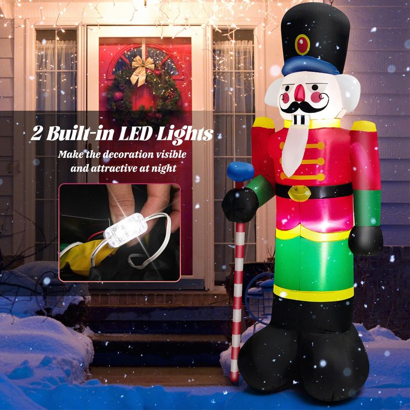 Costway 8FT Inflatable Nutcracker Soldier w/ 2 Built-in LED Lights, Sandbags & Air Blower, 4 of 9