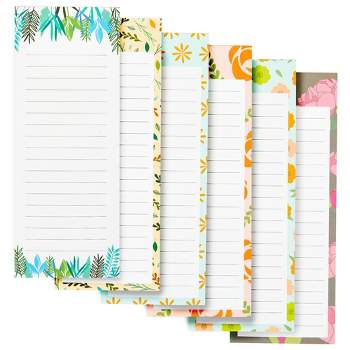 Juvale 6-Pack Magnetic Notepads for Refrigerator - Cute Grocery Shopping List for To-Do Memos, Scratch Pads (6 Floral Designs)