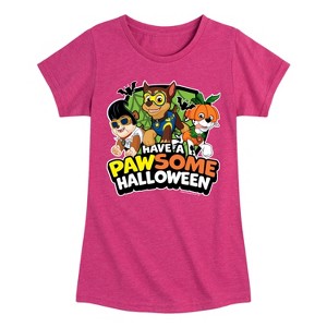 Girls' - Paw Patrol - Rubble Chase Marshall Pawsome Halloween Fitted Short Sleeve Graphic T-Shirt - 1 of 4