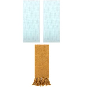 REGALWOVEN 3 Packs Cotton Soft Absorbent Tassels and Waffle Hand Towel - 1 of 4