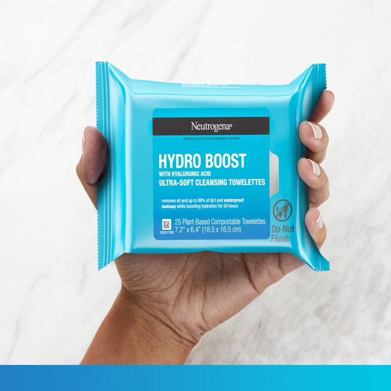 Neutrogena Hydro Boost Face Cleansing Makeup Wipes with Hyaluronic Acid - 25ct, 2 of 10