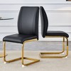 SEVOBAL Dining Chairs Set of 2 High Resilience Luxury PU Material Simple Arch Chair with Arched Metal Gold Leg, Black, 17.3"*21.6"*39" - 2 of 4