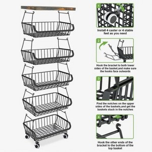 LunaLulinlk 6-Tier Kitchen Storage Fruit Basket Rack, Stackable Wire Basket Cart - 1 of 4