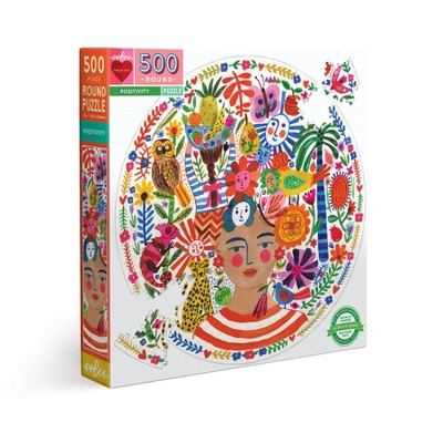 eeBoo Piece and Love Positivity 500 Piece Round Jigsaw Puzzle
