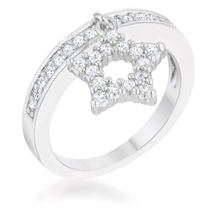 Slickblue Holiday CZ Charm Band Ring for Women, Rhodium Plating, Star/Christmas Tree/Snowflake Design, Size 5-10 - 1 of 4