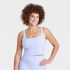 Women's Everyday Soft Light Support Ribbed Square Neck Cropped Sports Bra - All In Motion™ - 3 of 4