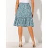 INSPIRE CHIC Women's Ruffle Hem Elastic Waist Flowy A-Line Swing Floral Midi Skirt - 4 of 4