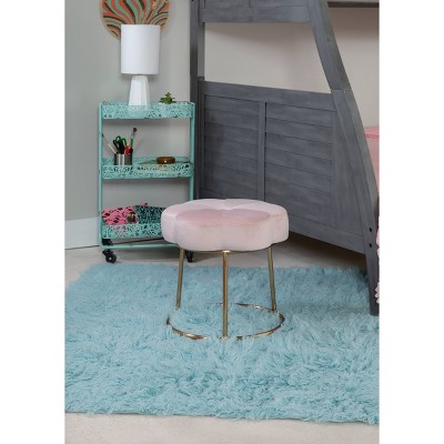 Boho Chic Light Pink Velvet Vanity Stool with Gold Base