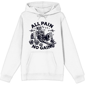 "All Pain, No Gain" Exhuasted Skeleton Adult Long Sleeve Hoodie - 1 of 2