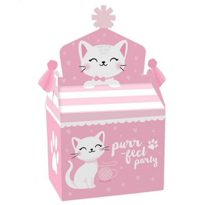 Big Dot of Happiness Purr-fect Kitty Cat - Treat Box Party Favors - Kitten Meow Baby Shower or Birthday Party Goodie Gable Boxes - Set of 12