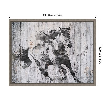 Rustic Black and White Horse Canvas Wall Art Print