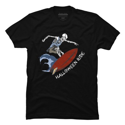 Men's Design By Humans Halloween Surfing Zombie Skeleton Funny Costume t shirt By graceandfinn T-Shirt