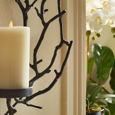 Matte Black Aluminum Branch Wall Candleholder