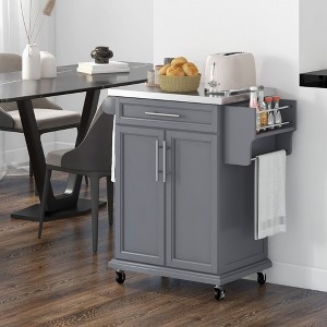 NicBex Mobile Kitchen Island Cart Morden Kitchen Carts on Wheels with Storage, 2 Cabinets Doors and 1 Drawer for Dining Rooms - 1 of 4