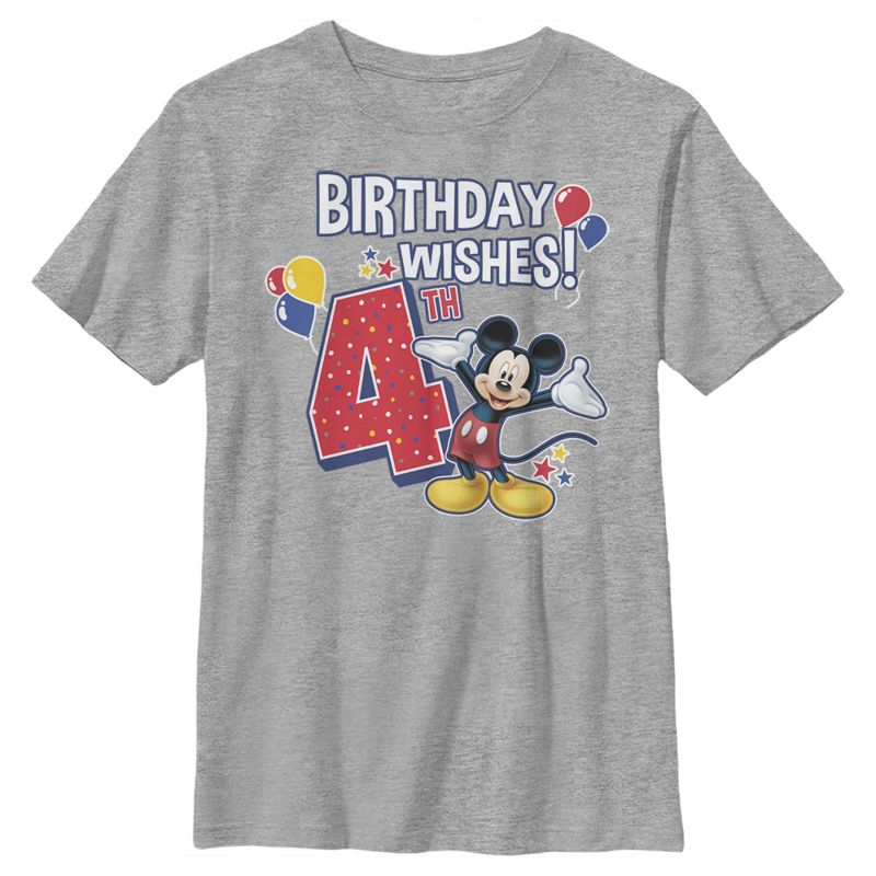 Boy's Disney Mickey Mouse 4th Birthday Wishes T-Shirt, 1 of 6